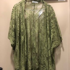 Lacy olive green kimono